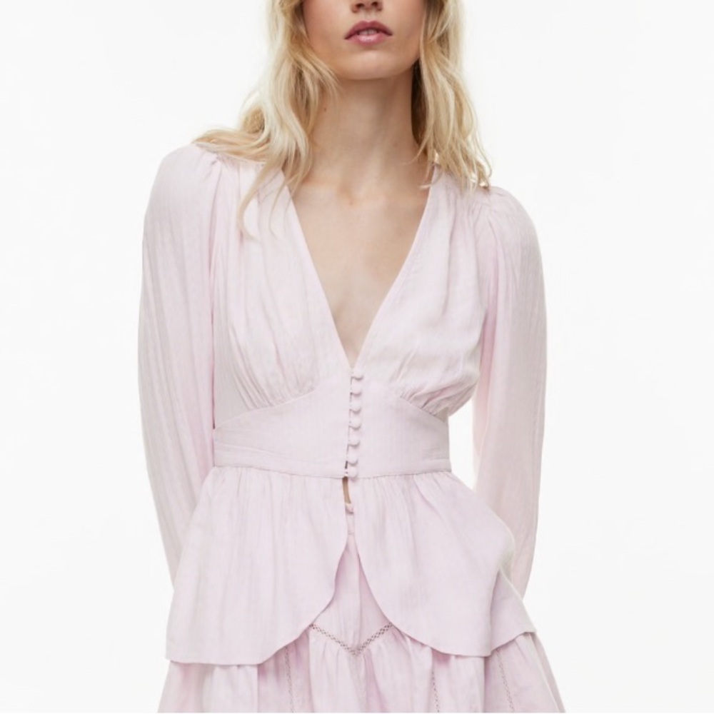 Aritzia Little Moon Sardinia Prairie Blouse Size XXS Cottage Corset Puff Sleeve